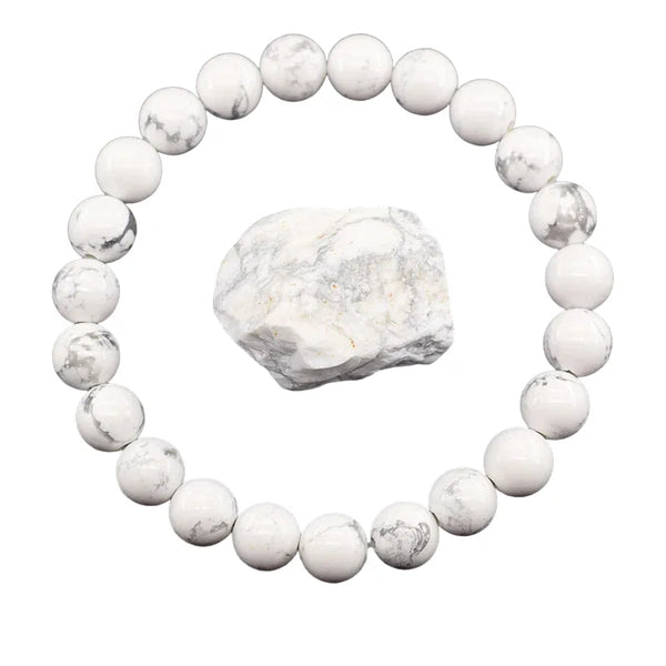 Bracelet en howlite et pierre brute de howlite