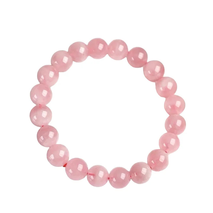 Bracelet en quartz rose naturel avec perles rondes